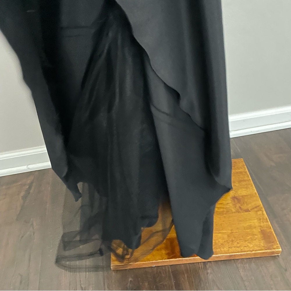 Vintage Caché Dress Maxi Mermaid Bodycon Plunge Neck Ruched Tulle Lined Black - Picture 5 of 12